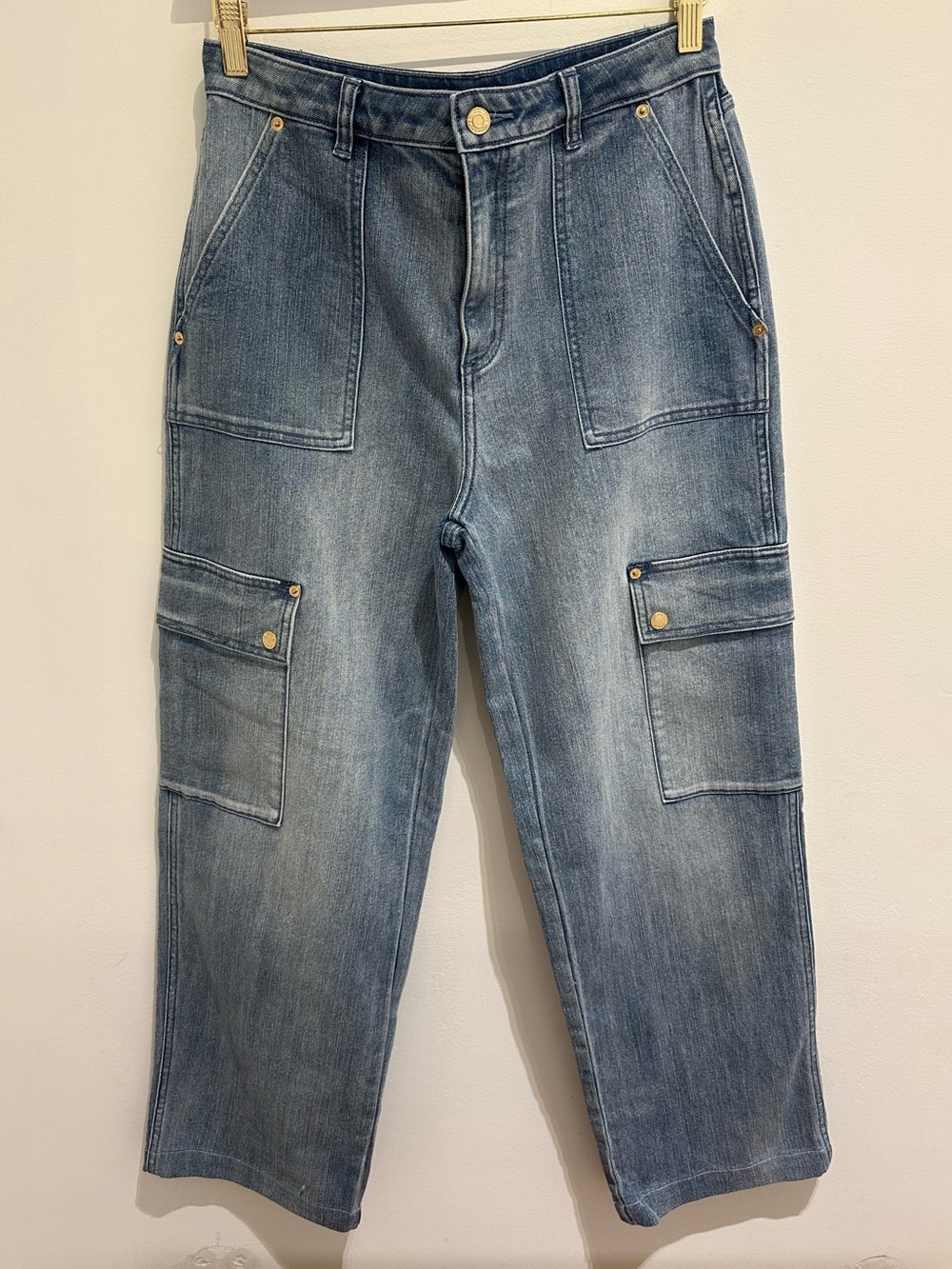 Michael Kors Denim “Cargo” Jeans with Gold Logo 6 *new*